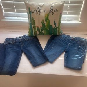 Two pairs of Abercrombie youth super skinny jeans